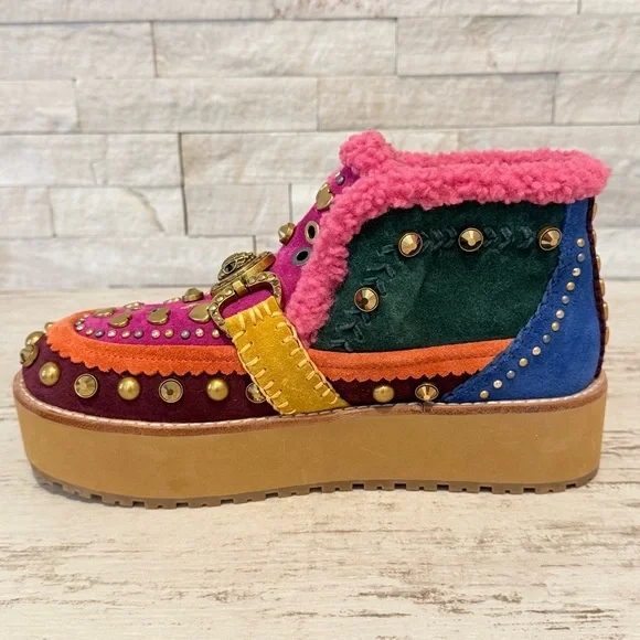 Kurt Geiger Mansion Cozy Studded Suede Bit Buckle Platform Boots EU 36 US 6 NEW - Picture 11 of 16